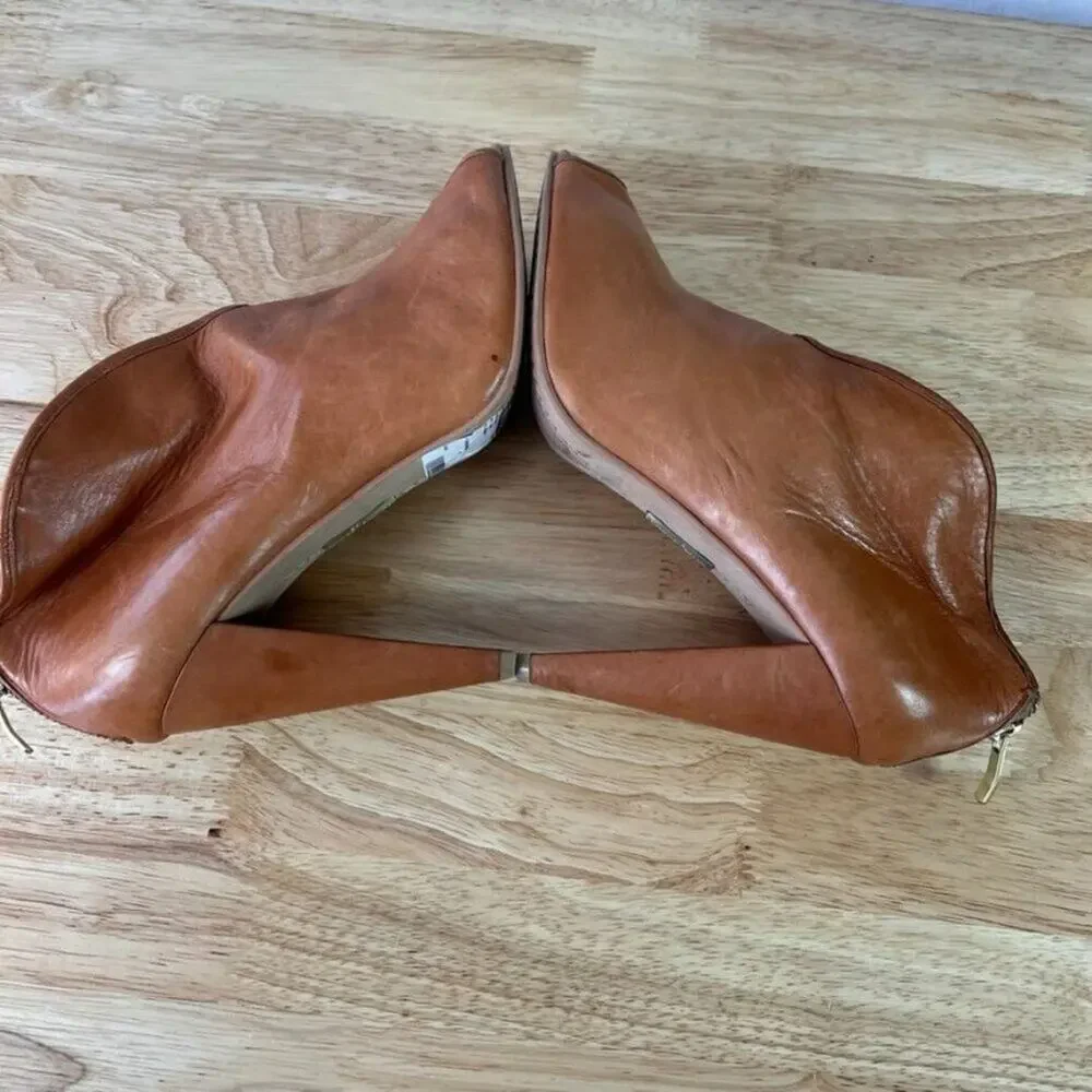 Vince Camuto Booties Womens Ambers Soft Leather Peep Toe Back Zipper Cone Heels
